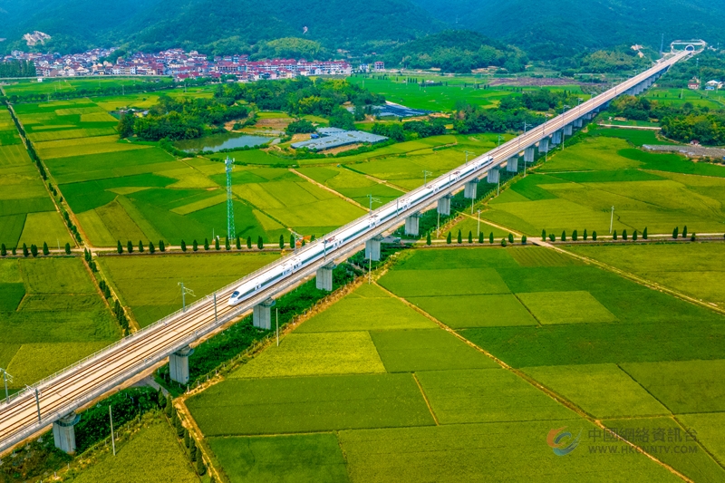 列车在杭绍台高铁飞驰。杭绍台铁路公司供图