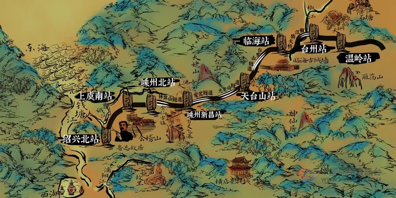 杭绍台高铁与浙东唐诗之路线路高度契合，被誉为“诗路高铁”。杭绍台铁路公司供图