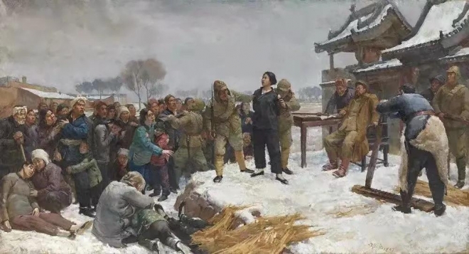已故著名油画家冯法祀代表作《刘胡兰就义》在苏州亮相