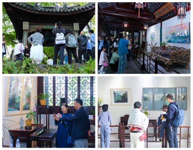2023葛杨水墨丝绸画展亮相苏州沧浪亭