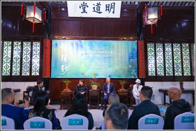 2023葛杨水墨丝绸画展亮相苏州沧浪亭